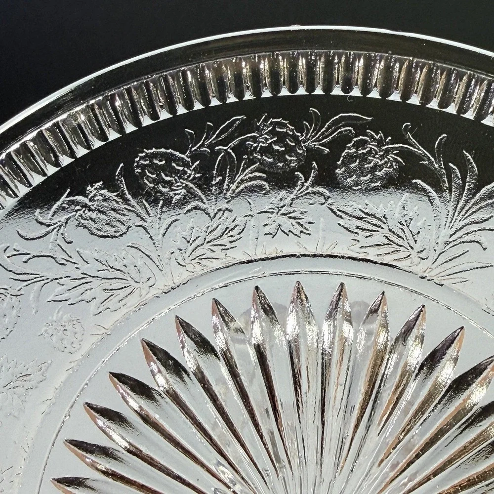 VTG U.S. Glass Strawberry Pink Depression Glass Bread & Butter Plates Set of 6